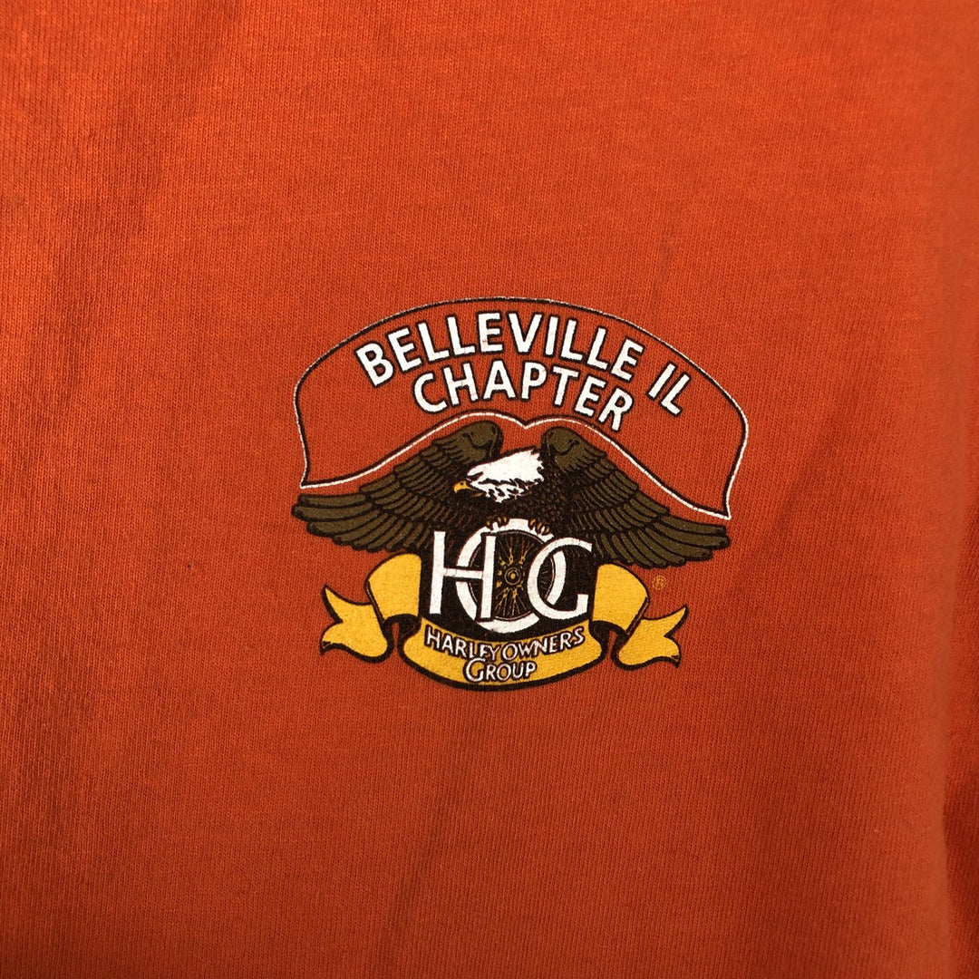 Harley-Davidson Eagle Pattern Motorcycle Bike T-shirt Made in USA Men's M size cotton orange type Vintage Second Hand