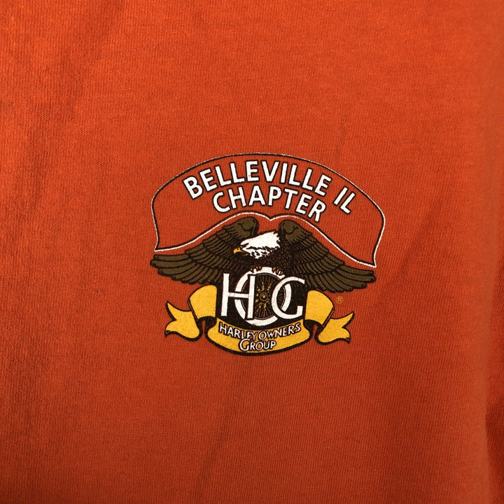 Harley-Davidson Eagle Pattern Motorcycle Bike T-shirt Made in USA Men's M size cotton orange type Vintage Second Hand