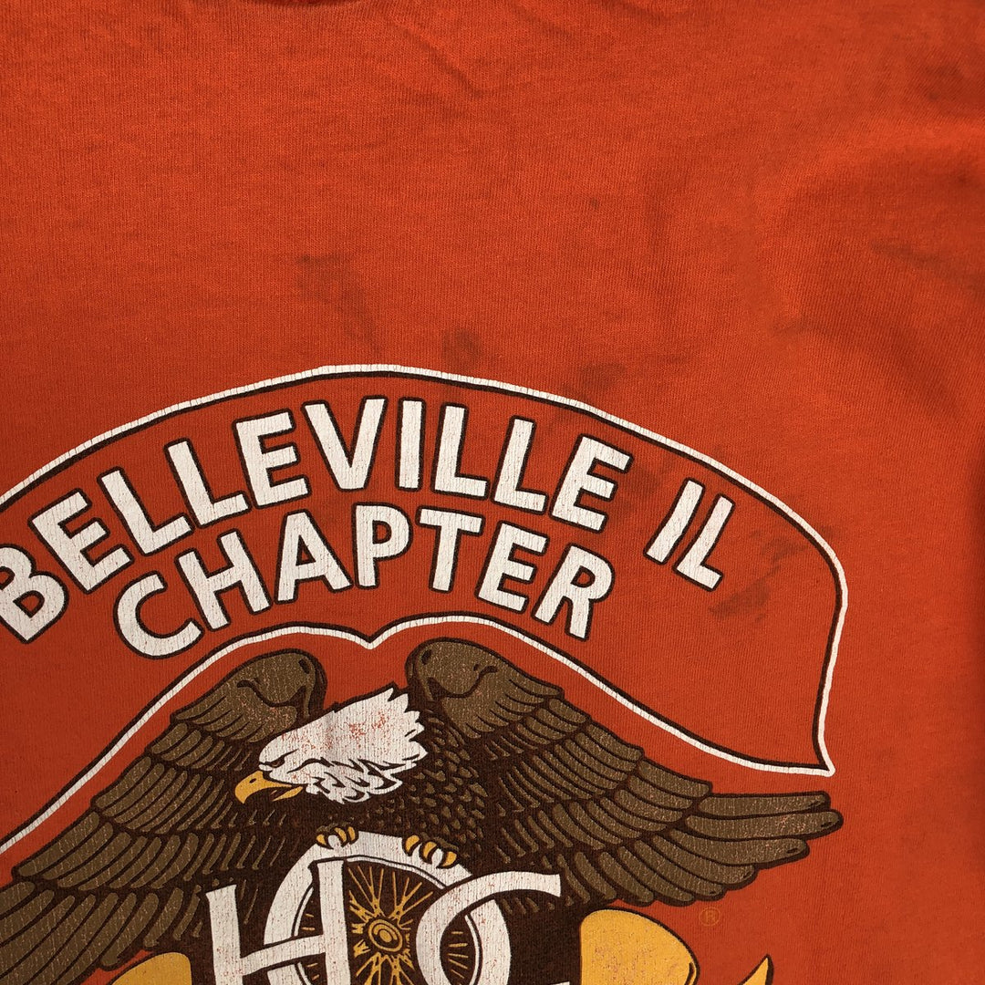 Harley-Davidson Eagle Pattern Motorcycle Bike T-shirt Made in USA Men's M size cotton orange type Vintage Second Hand