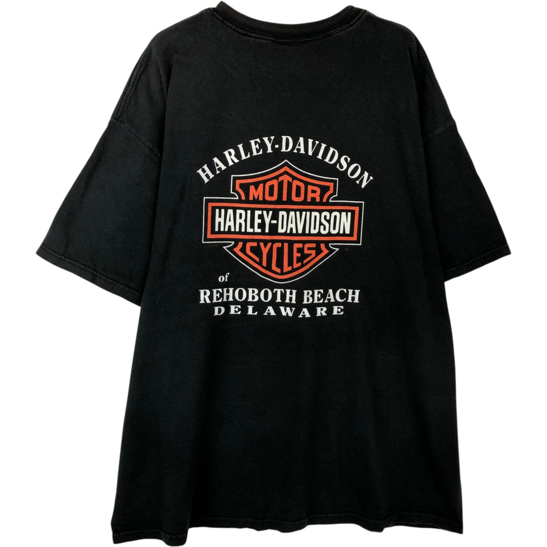 Harley-Davidson Fire Pattern Motorcycle Bike T-Shirt Made in USA Men's XXL cotton black type Vintage Second Hand