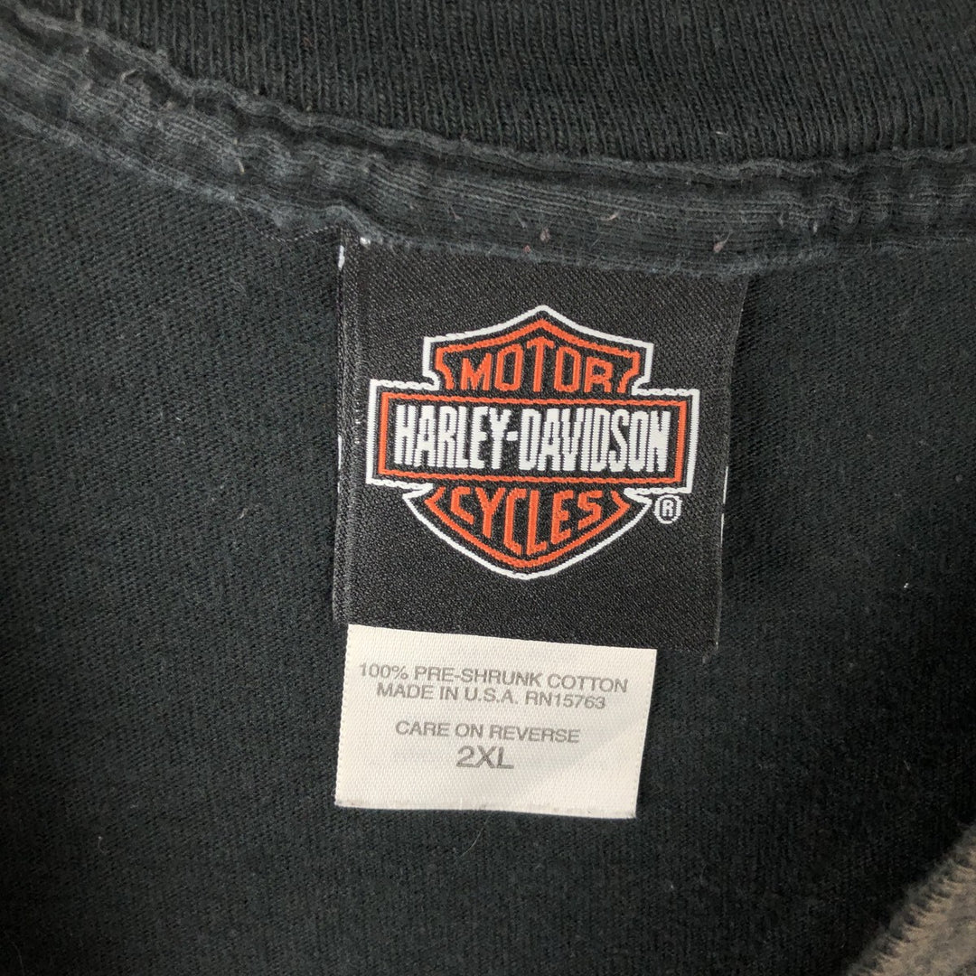Harley-Davidson Fire Pattern Motorcycle Bike T-Shirt Made in USA Men's XXL cotton black type Vintage Second Hand