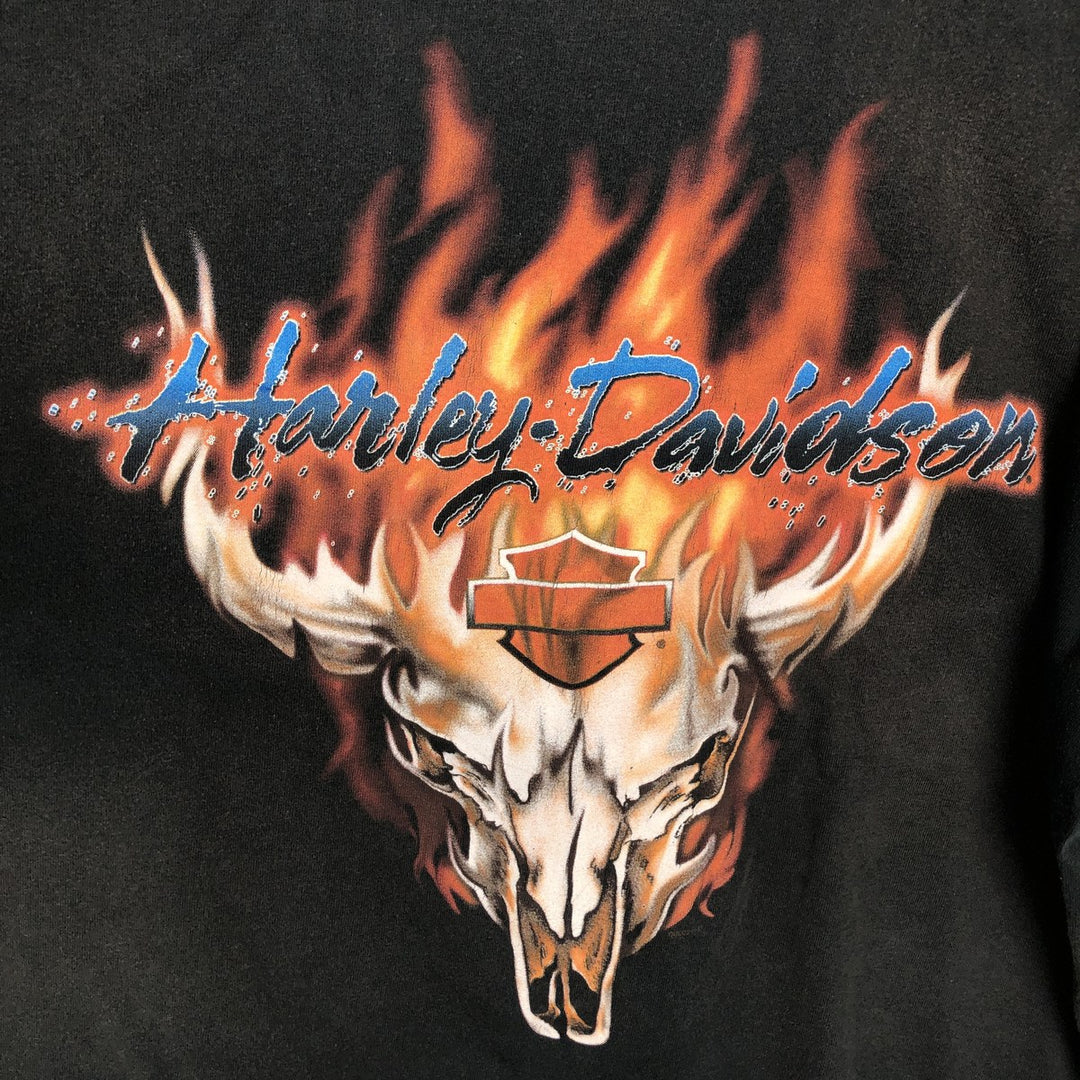 Harley-Davidson Fire Pattern Motorcycle Bike T-Shirt Made in USA Men's XXL cotton black type Vintage Second Hand
