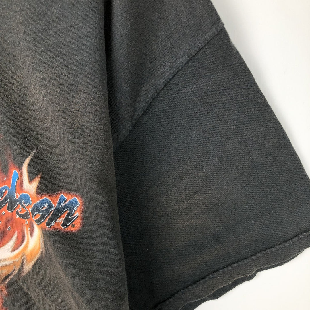 Harley-Davidson Fire Pattern Motorcycle Bike T-Shirt Made in USA Men's XXL cotton black type Vintage Second Hand