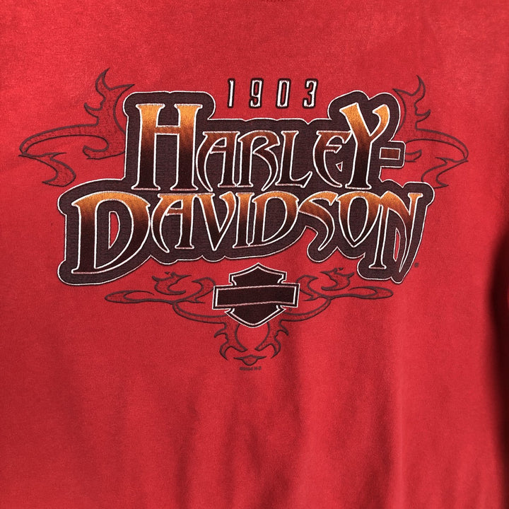 00'S Harley Davidson Eagle Pattern Stars and Stripes Motorcycle Bike T-Shirt Made in USA Men's L size cotton red type Vintage Second Hand