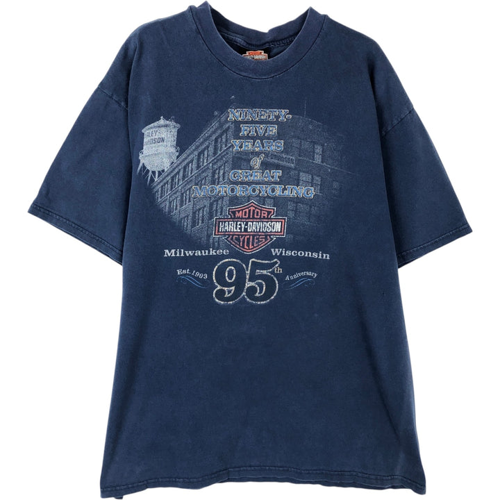 Harley-Davidson Motorcycle Bike T-shirt Made in USA Men's XL cotton blue type Vintage Second Hand