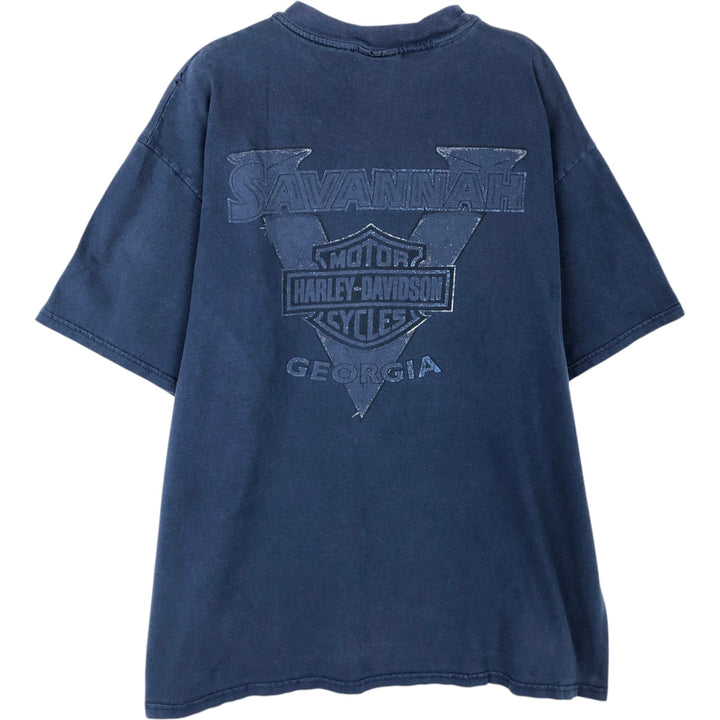 Harley-Davidson Motorcycle Bike T-shirt Made in USA Men's XL cotton blue type Vintage Second Hand