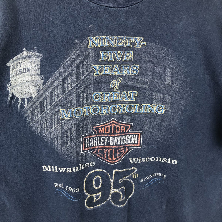 Harley-Davidson Motorcycle Bike T-shirt Made in USA Men's XL cotton blue type Vintage Second Hand