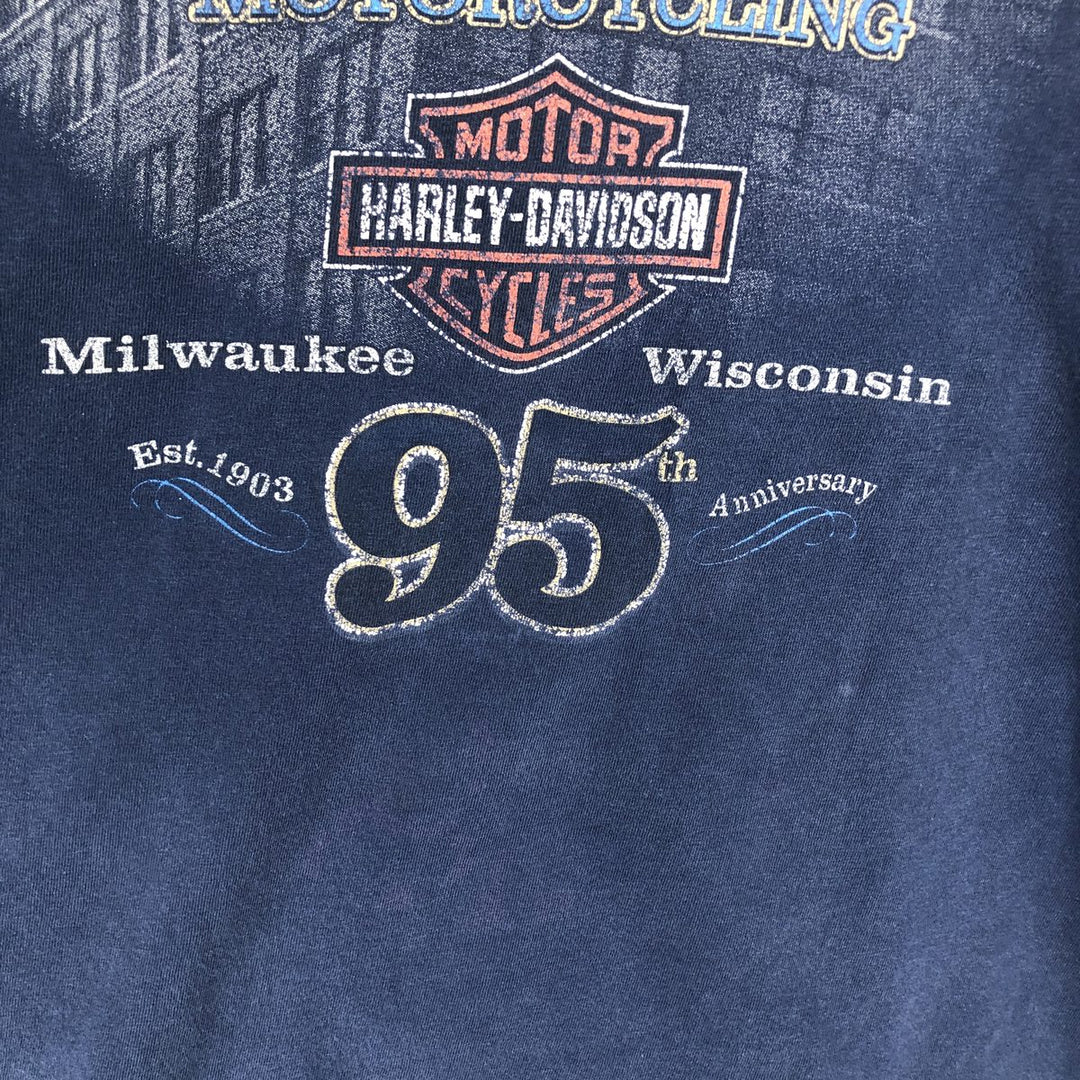 Harley-Davidson Motorcycle Bike T-shirt Made in USA Men's XL cotton blue type Vintage Second Hand