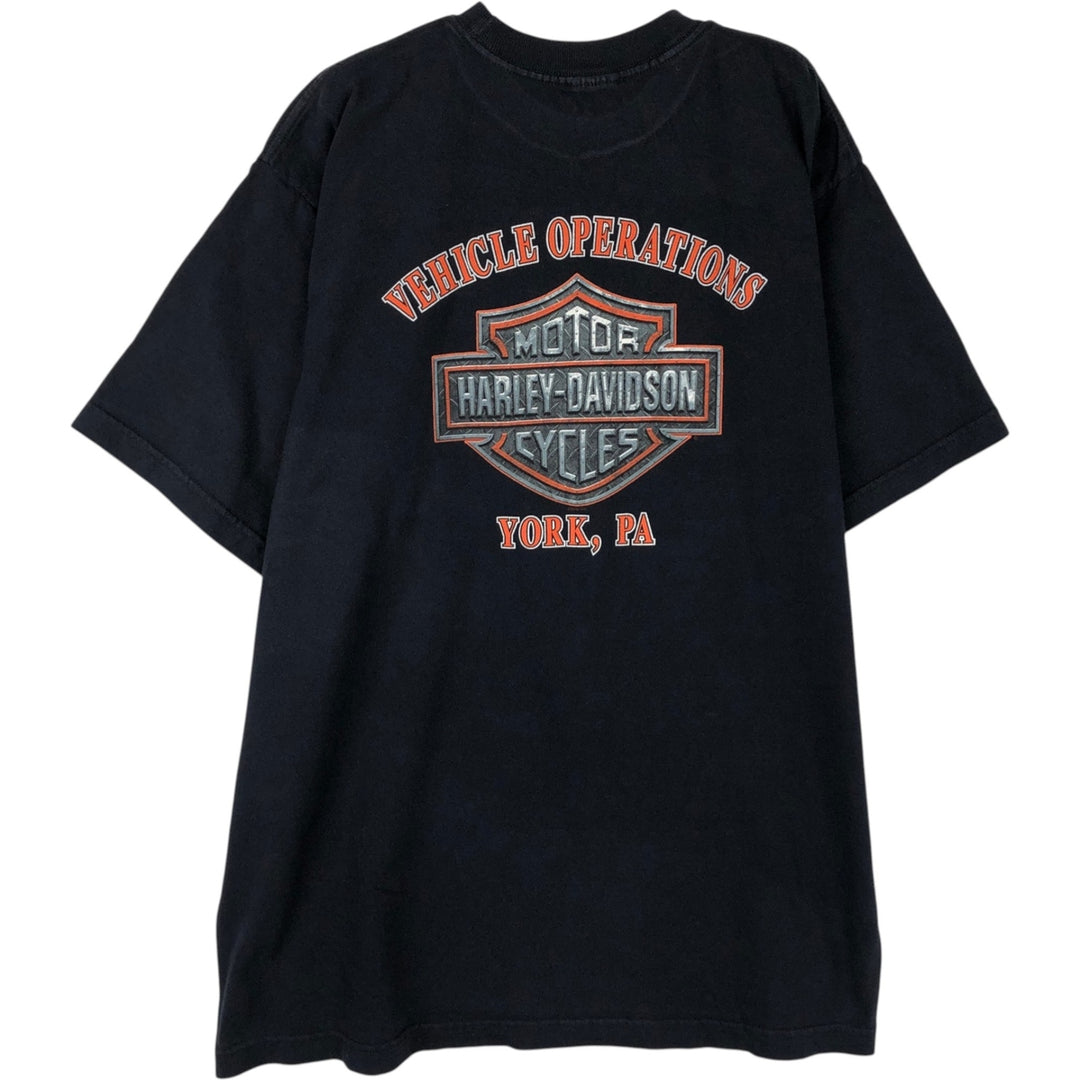 00'S Harley-Davidson Motorcycle Bike T-shirt Men's XL size unclear black type Vintage Second Hand