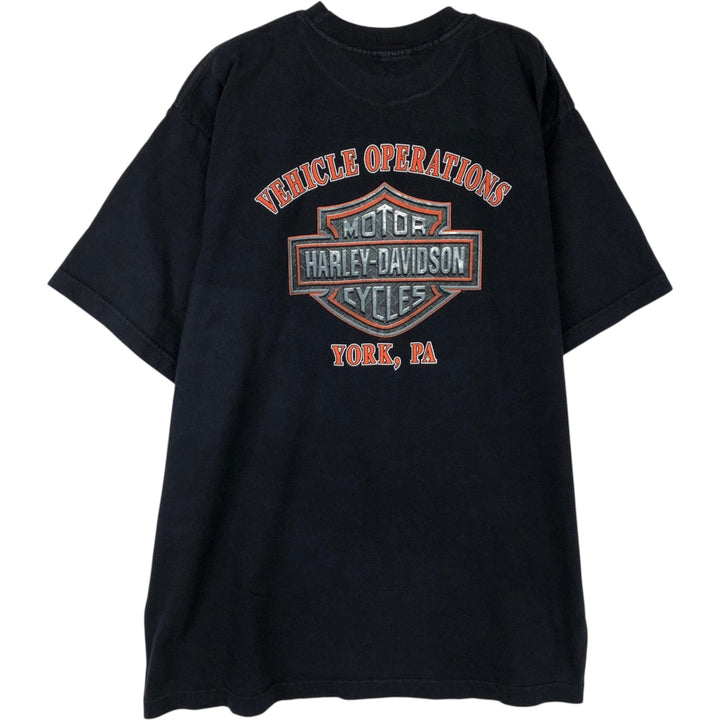 00'S Harley-Davidson Motorcycle Bike T-shirt Men's XL size unclear black type Vintage Second Hand