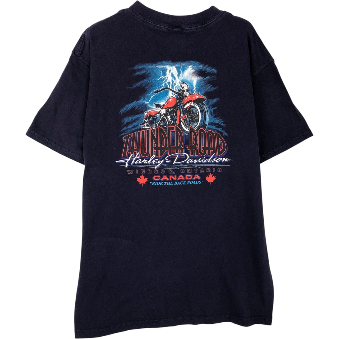 Harley-Davidson Motorcycle Bike T-shirt Made in USA Men's XL cotton navy blue type Vintage Second Hand