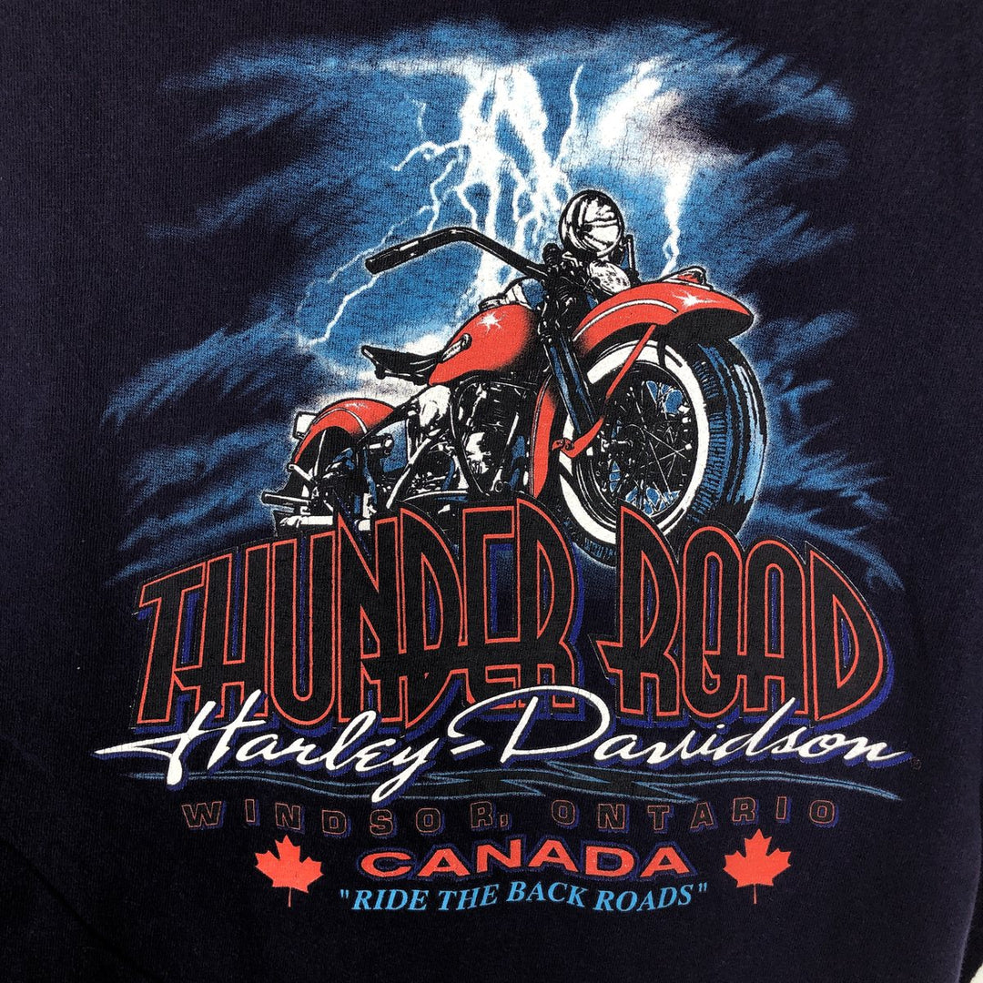 Harley-Davidson Motorcycle Bike T-shirt Made in USA Men's XL cotton navy blue type Vintage Second Hand