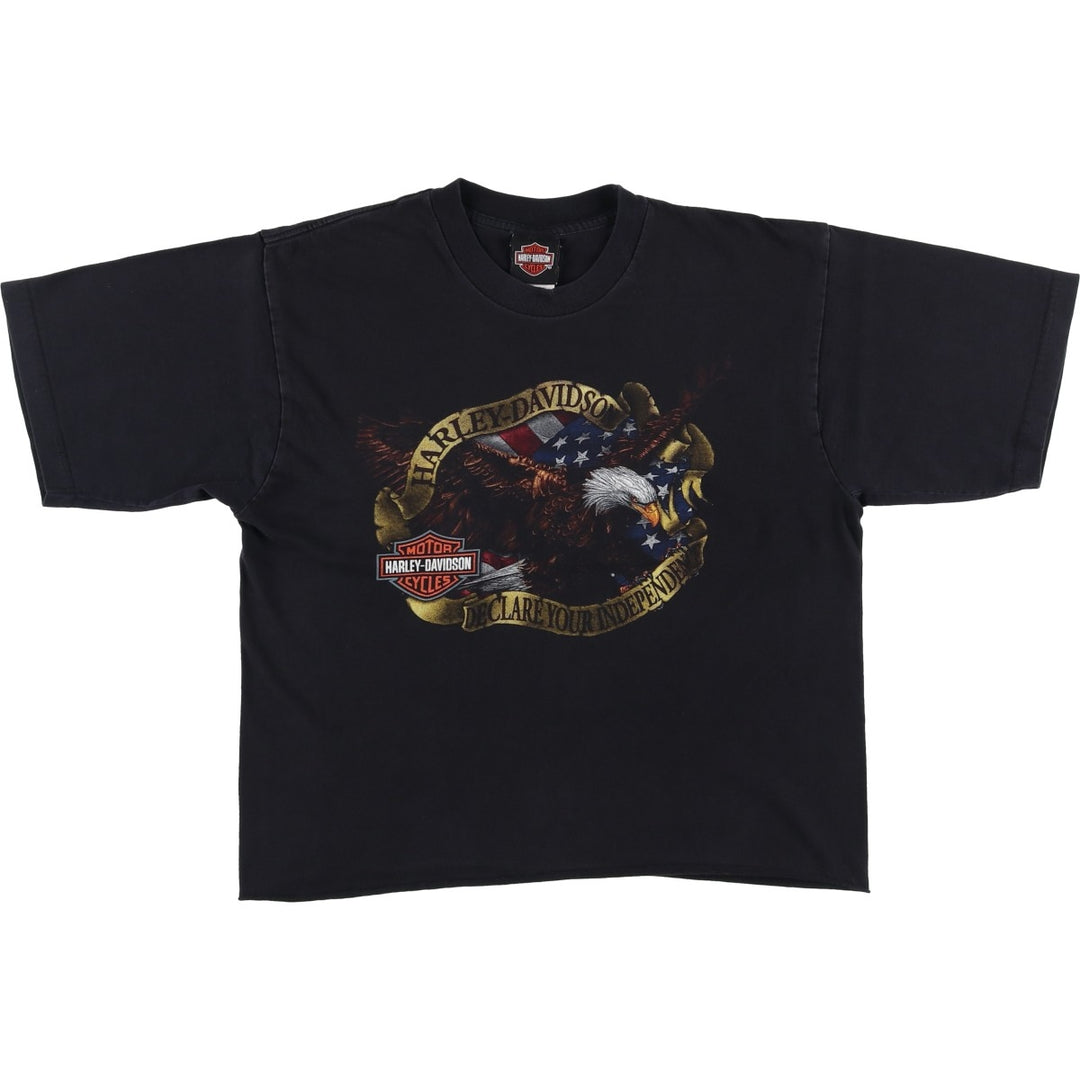 2000'S Harley-Davidson Eagle Pattern Stars and Stripes Cut-off Motorcycle T-Shirt, Made in USA, Men's Size L (approx.) cotton black type Vintage Second Hand