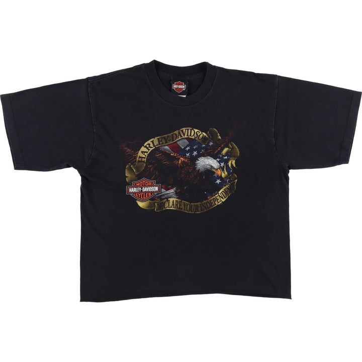2000'S Harley-Davidson Eagle Pattern Stars and Stripes Cut-off Motorcycle T-Shirt, Made in USA, Men's Size L (approx.) cotton black type Vintage Second Hand