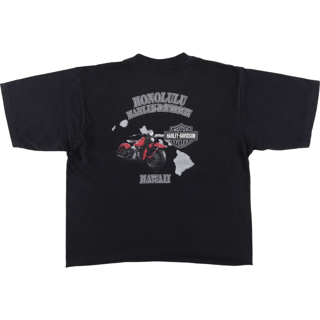 2000'S Harley-Davidson Eagle Pattern Stars and Stripes Cut-off Motorcycle T-Shirt, Made in USA, Men's Size L (approx.) cotton black type Vintage Second Hand