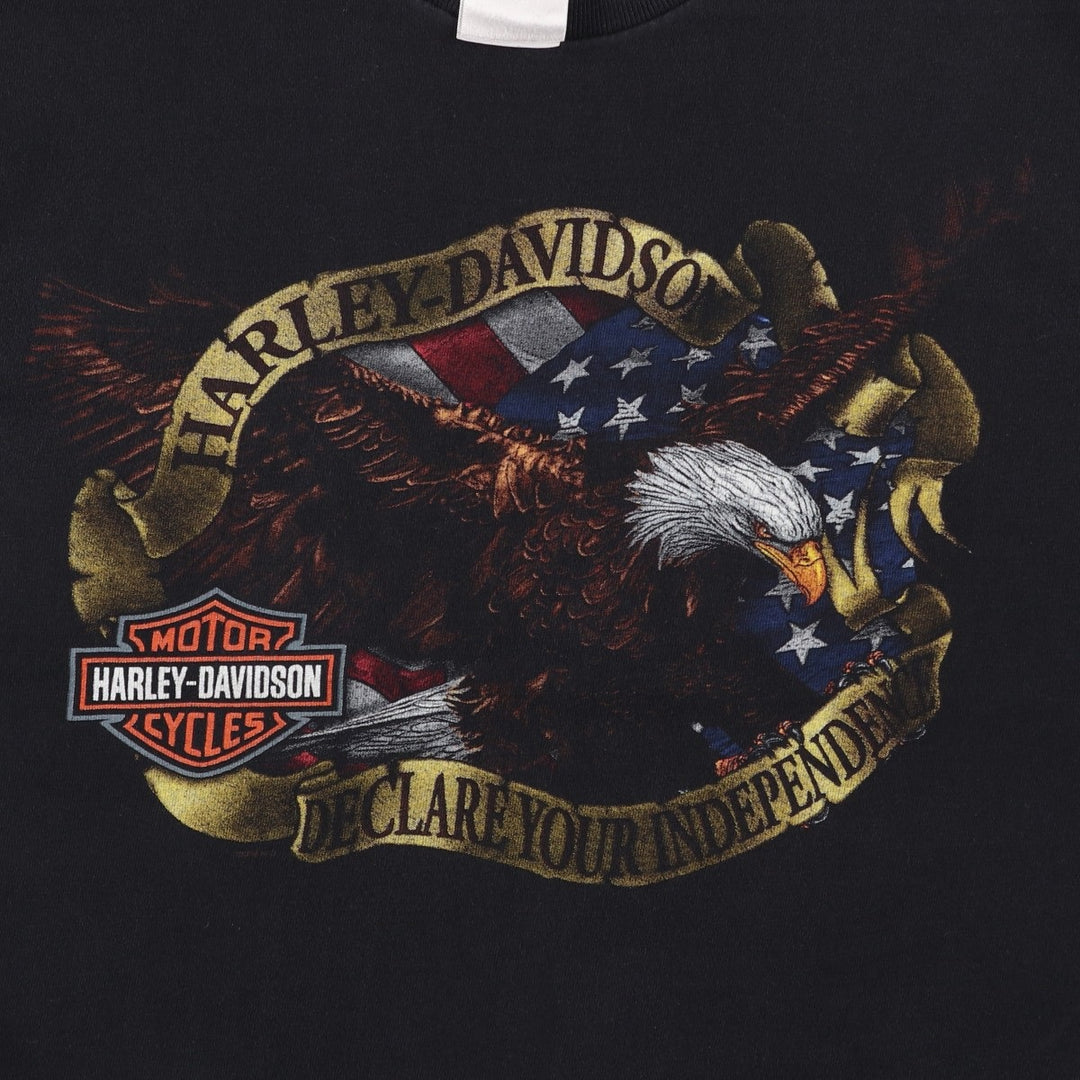 2000'S Harley-Davidson Eagle Pattern Stars and Stripes Cut-off Motorcycle T-Shirt, Made in USA, Men's Size L (approx.) cotton black type Vintage Second Hand