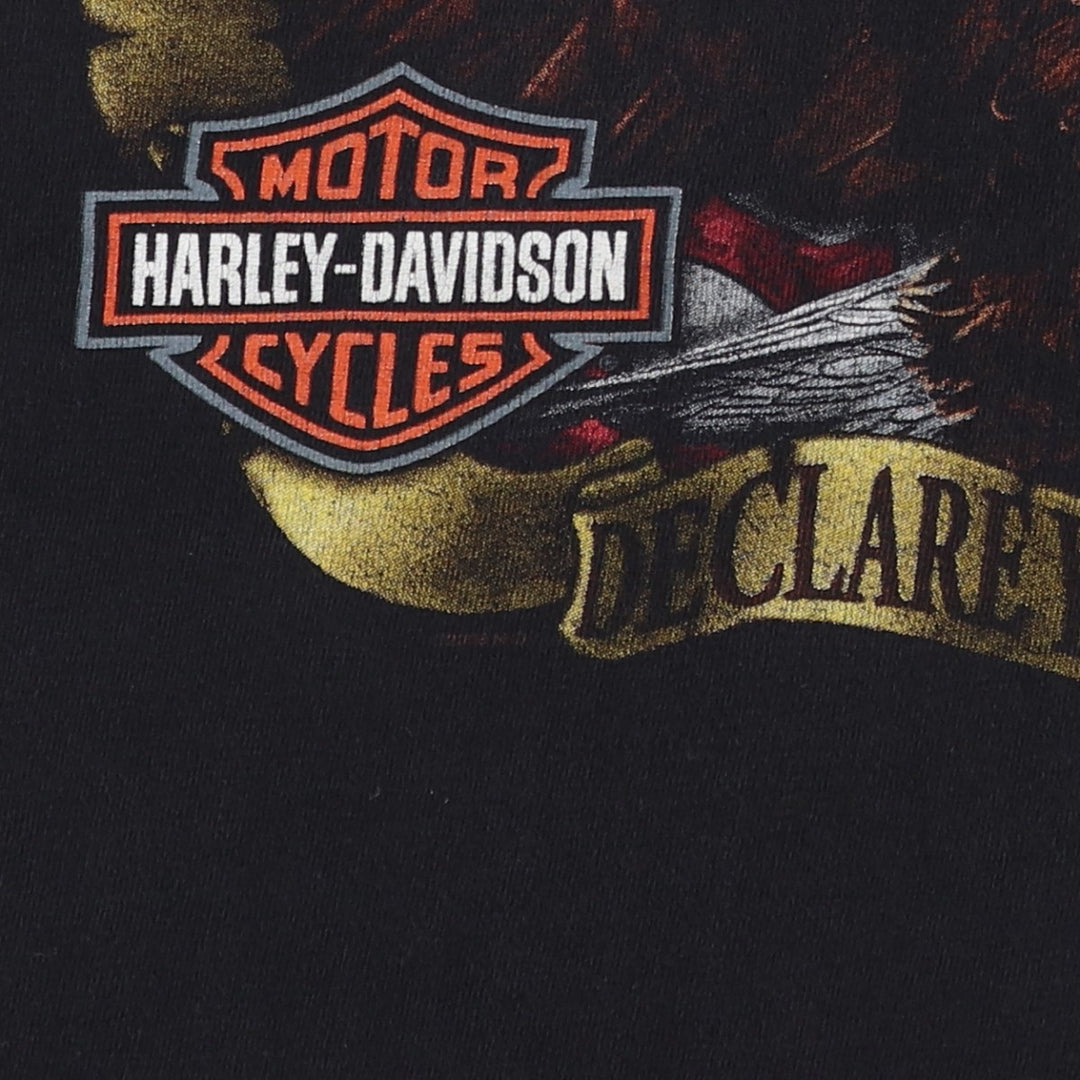 2000'S Harley-Davidson Eagle Pattern Stars and Stripes Cut-off Motorcycle T-Shirt, Made in USA, Men's Size L (approx.) cotton black type Vintage Second Hand