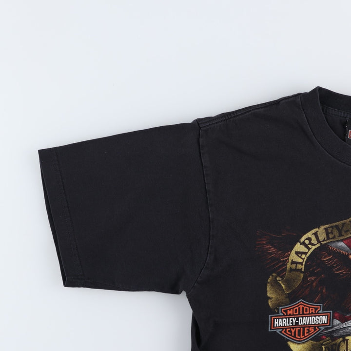 2000'S Harley-Davidson Eagle Pattern Stars and Stripes Cut-off Motorcycle T-Shirt, Made in USA, Men's Size L (approx.) cotton black type Vintage Second Hand