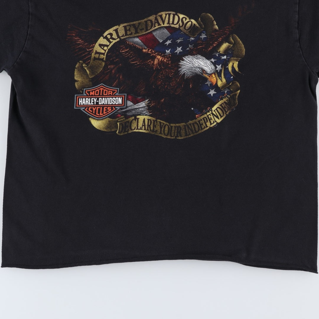 2000'S Harley-Davidson Eagle Pattern Stars and Stripes Cut-off Motorcycle T-Shirt, Made in USA, Men's Size L (approx.) cotton black type Vintage Second Hand