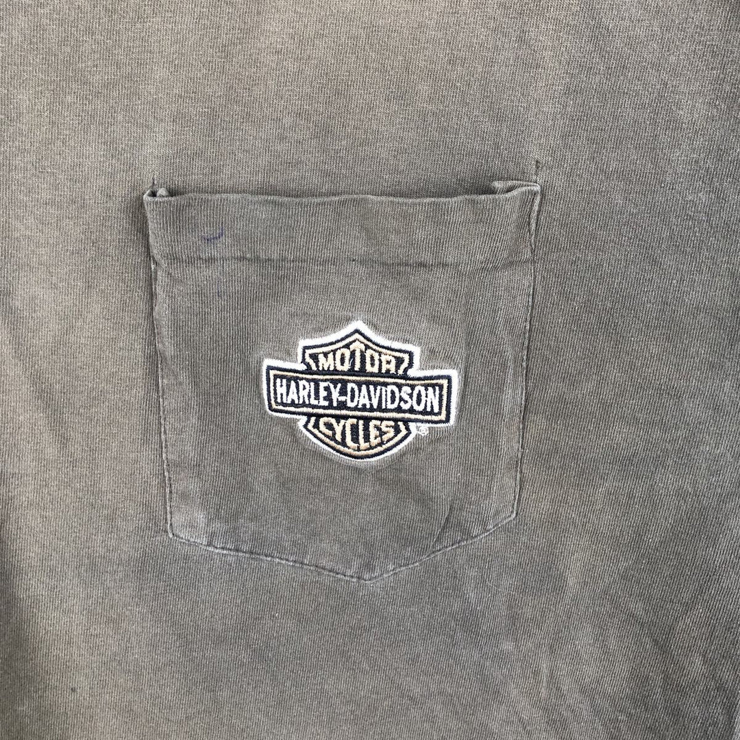 90'S Harley Davidson Eagle Pattern Motorcycle Bike T-shirt Made in USA Men's L size Vintage cotton Khaki type Vintage Second Hand