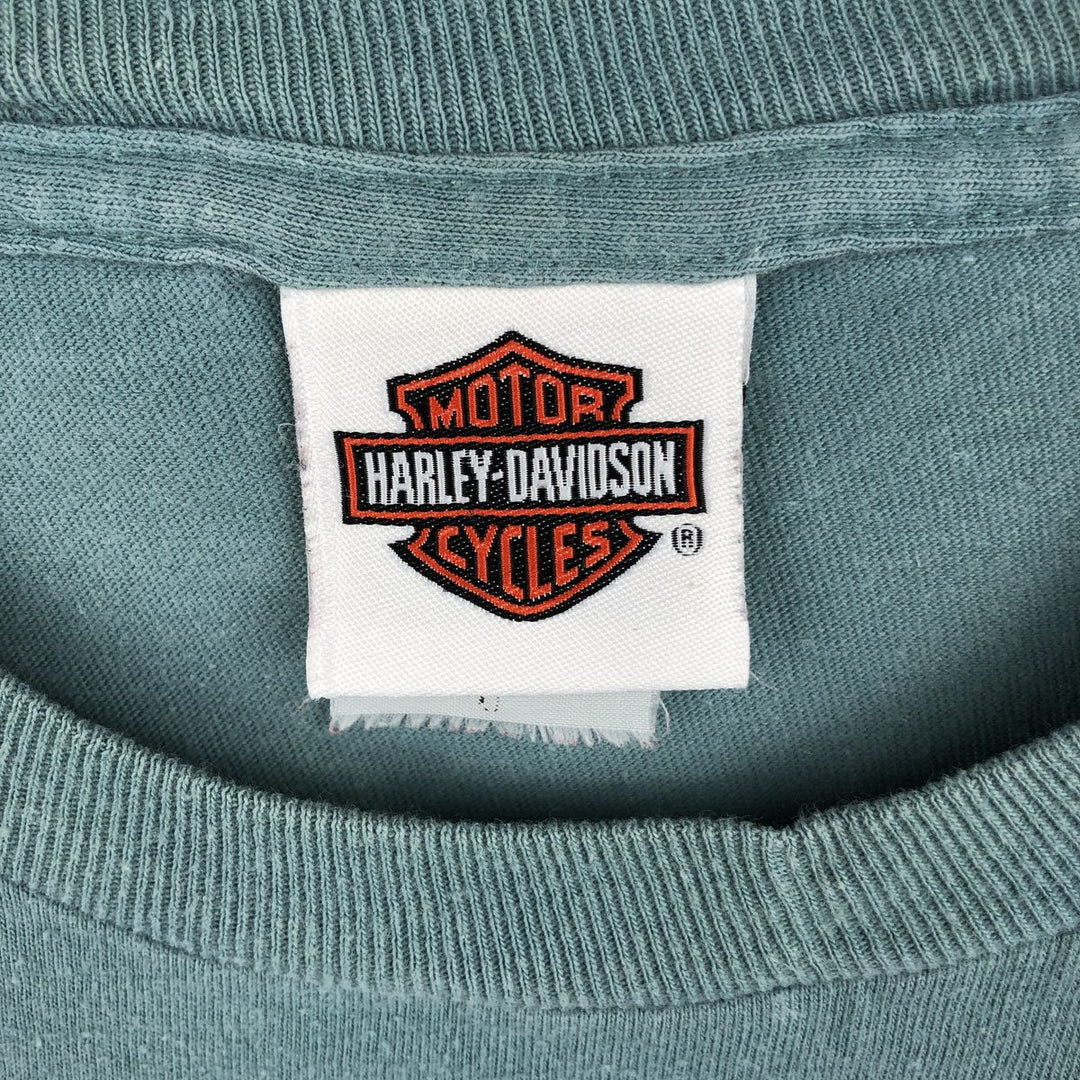Harley-Davidson Eagle Pattern Motorcycle Bike T-shirt Made in USA Men's XL cotton Khaki type sage green Vintage Second Hand