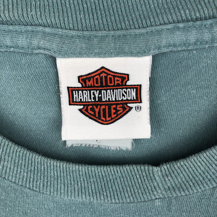 Harley-Davidson Eagle Pattern Motorcycle Bike T-shirt Made in USA Men's XL cotton Khaki type sage green Vintage Second Hand