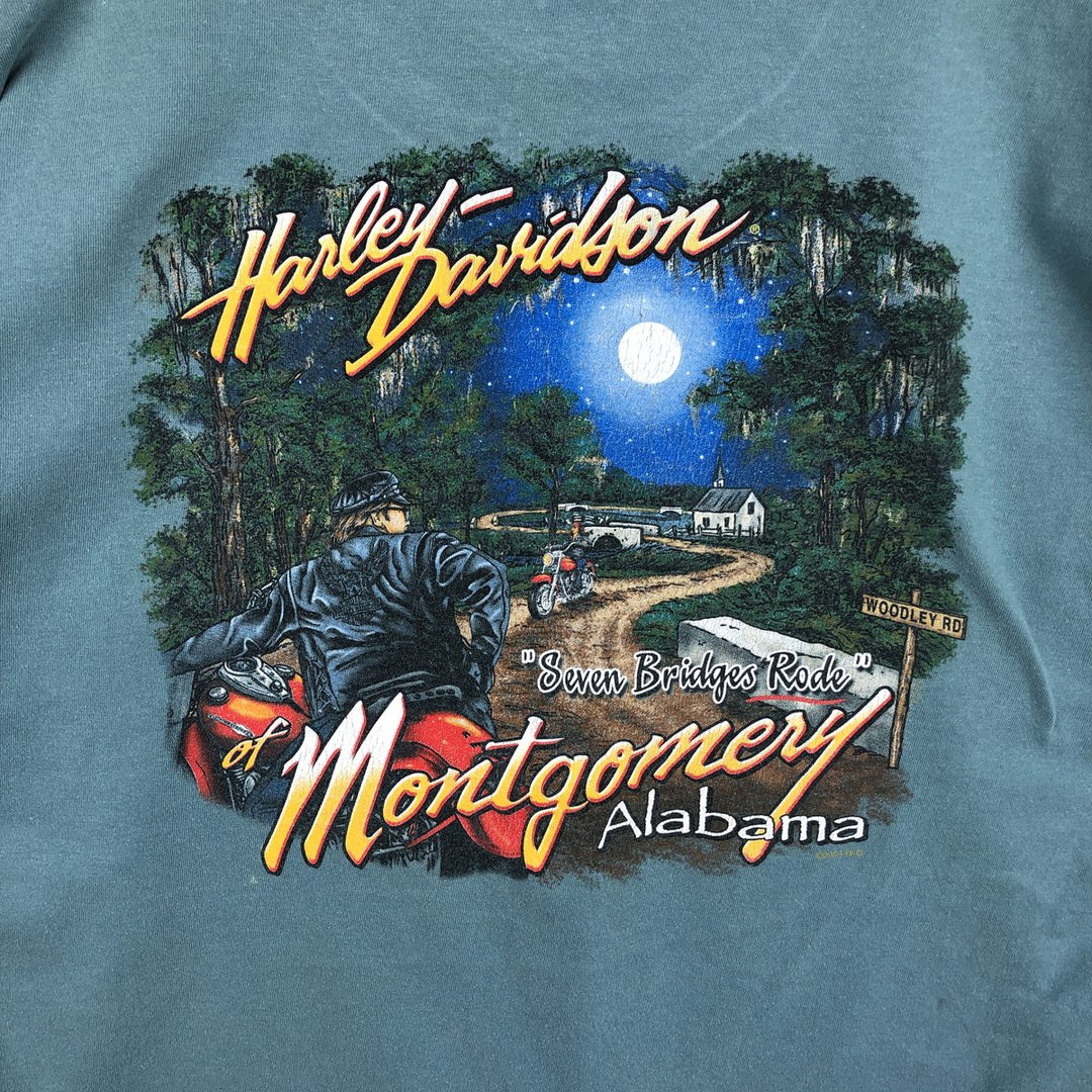 Harley-Davidson Eagle Pattern Motorcycle Bike T-shirt Made in USA Men's XL cotton Khaki type sage green Vintage Second Hand