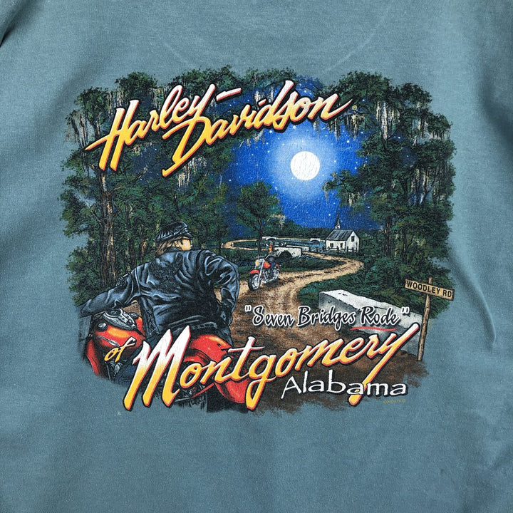 Harley-Davidson Eagle Pattern Motorcycle Bike T-shirt Made in USA Men's XL cotton Khaki type sage green Vintage Second Hand