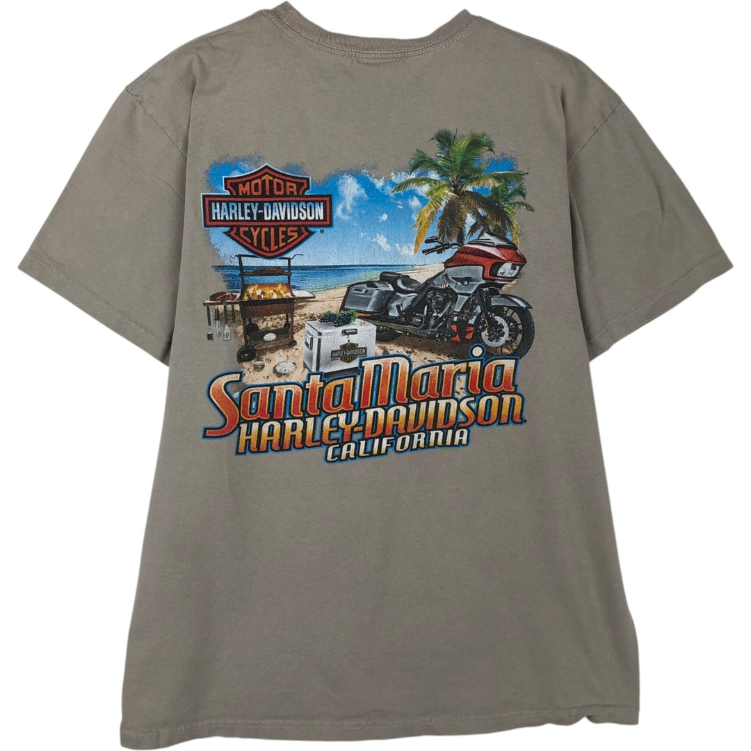 Harley-Davidson Skull Pattern Motorcycle Bike T-shirt Made in USA Men's L size cotton gray type Vintage Second Hand
