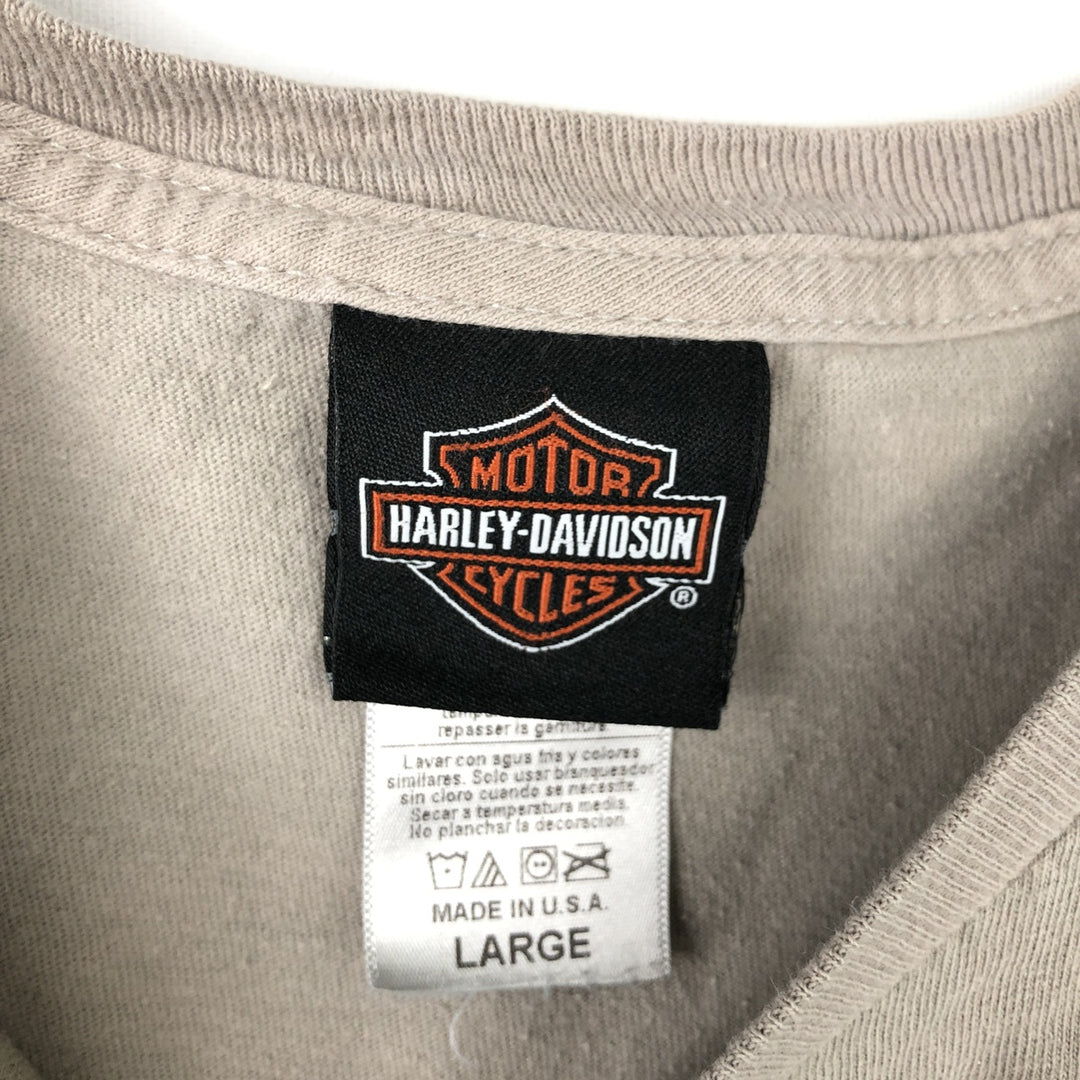 Harley-Davidson Skull Pattern Motorcycle Bike T-shirt Made in USA Men's L size cotton gray type Vintage Second Hand