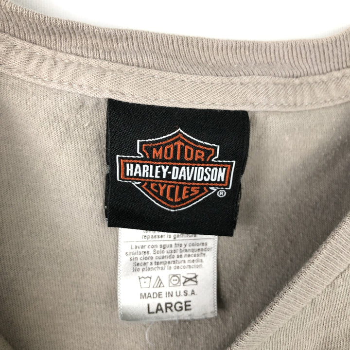 Harley-Davidson Skull Pattern Motorcycle Bike T-shirt Made in USA Men's L size cotton gray type Vintage Second Hand