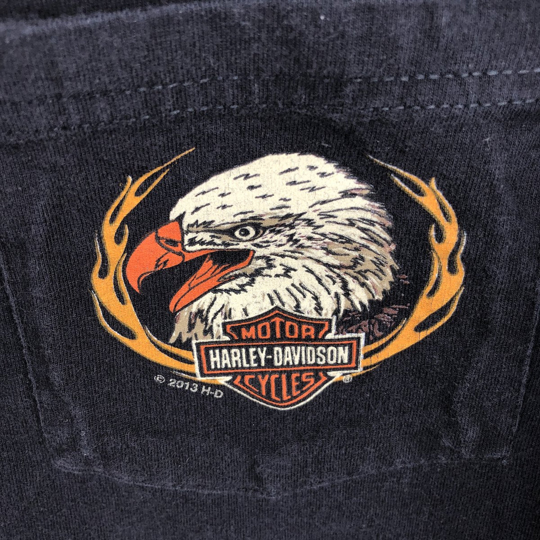 Harley-Davidson Skull Pattern Eagle Pattern Motorcycle T-Shirt Men's XXL Equivalent cotton black type Vintage Second Hand