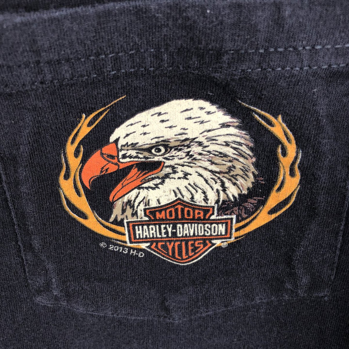 Harley-Davidson Skull Pattern Eagle Pattern Motorcycle T-Shirt Men's XXL Equivalent cotton black type Vintage Second Hand