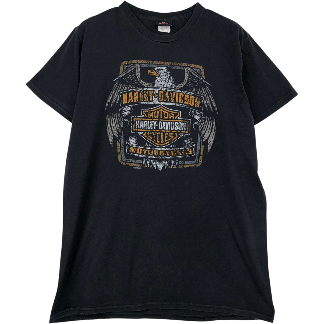 Harley-Davidson Eagle Pattern Motorcycle Bike T-shirt Men's L size cotton black type Vintage Second Hand
