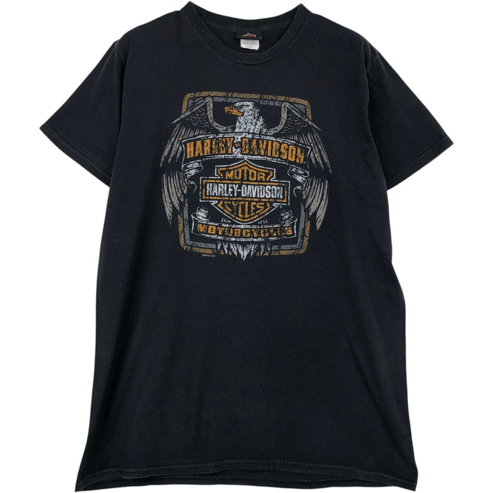 Harley-Davidson Eagle Pattern Motorcycle Bike T-shirt Men's L size cotton black type Vintage Second Hand
