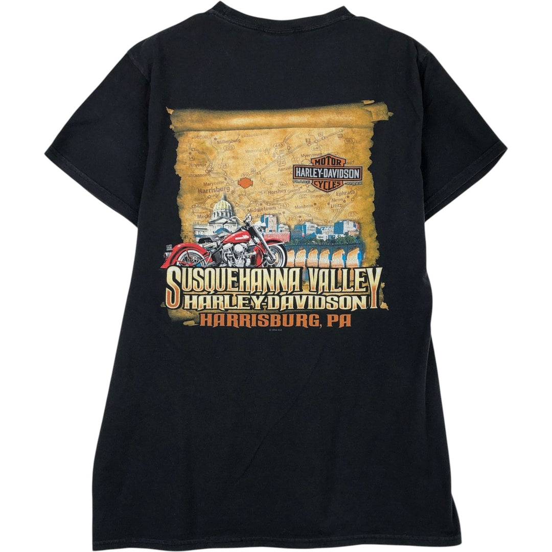 Harley-Davidson Eagle Pattern Motorcycle Bike T-shirt Men's L size cotton black type Vintage Second Hand