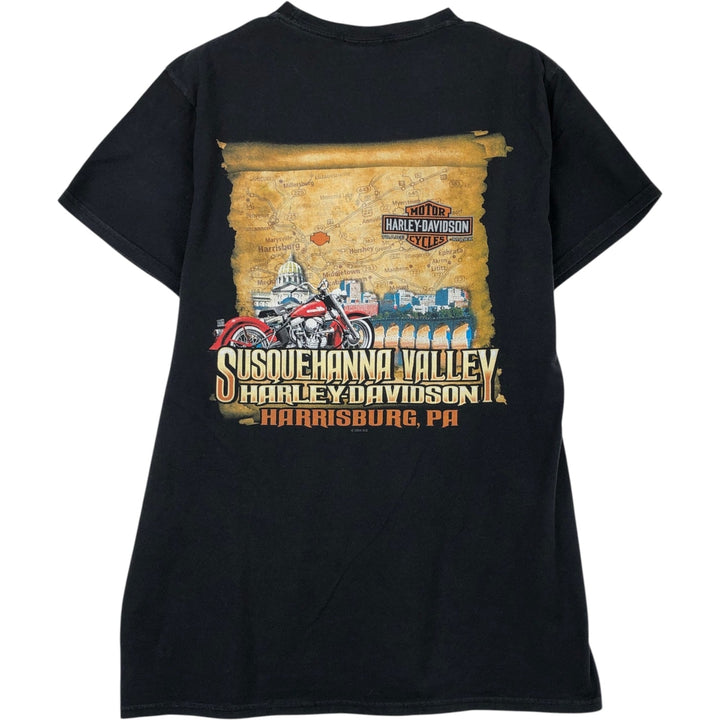 Harley-Davidson Eagle Pattern Motorcycle Bike T-shirt Men's L size cotton black type Vintage Second Hand