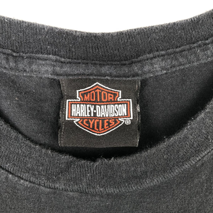 Harley-Davidson Eagle Pattern Motorcycle Bike T-shirt Men's L size cotton black type Vintage Second Hand