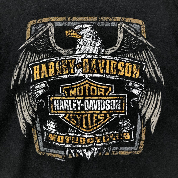 Harley-Davidson Eagle Pattern Motorcycle Bike T-shirt Men's L size cotton black type Vintage Second Hand