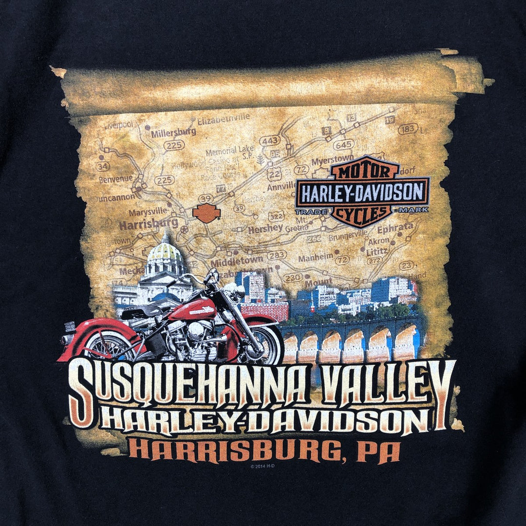 Harley-Davidson Eagle Pattern Motorcycle Bike T-shirt Men's L size cotton black type Vintage Second Hand