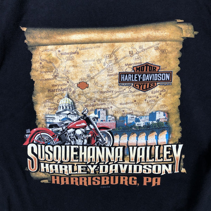 Harley-Davidson Eagle Pattern Motorcycle Bike T-shirt Men's L size cotton black type Vintage Second Hand