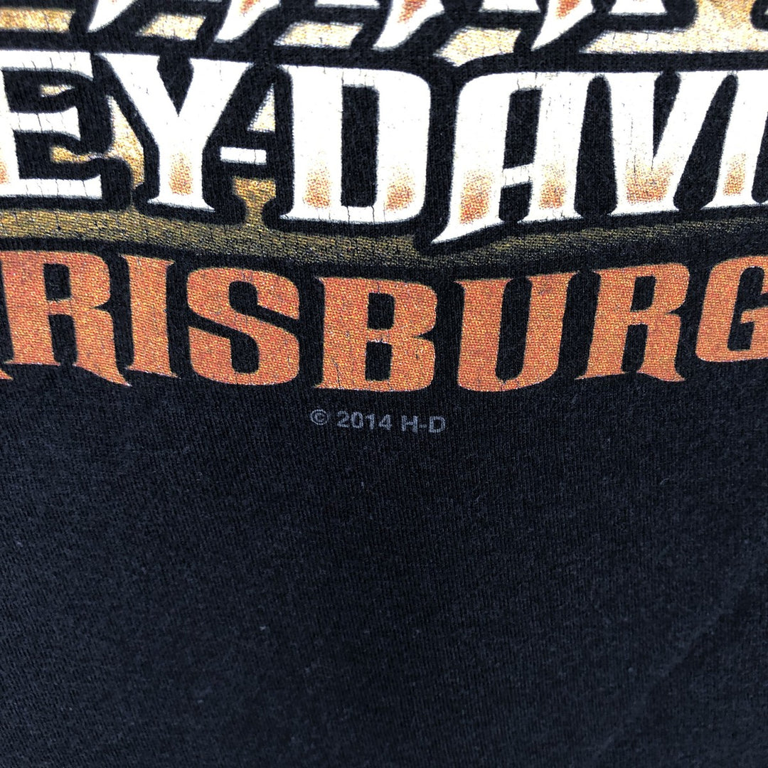 Harley-Davidson Eagle Pattern Motorcycle Bike T-shirt Men's L size cotton black type Vintage Second Hand