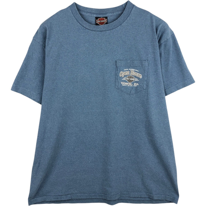 Harley-Davidson Motorcycle Bike T-shirt Made in USA Men's XL cotton Blue type light blue Vintage Second Hand
