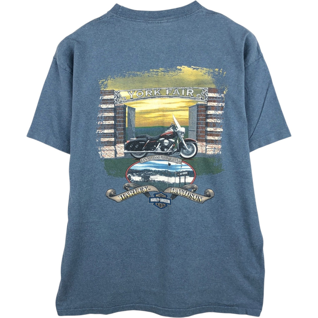 Harley-Davidson Motorcycle Bike T-shirt Made in USA Men's XL cotton Blue type light blue Vintage Second Hand
