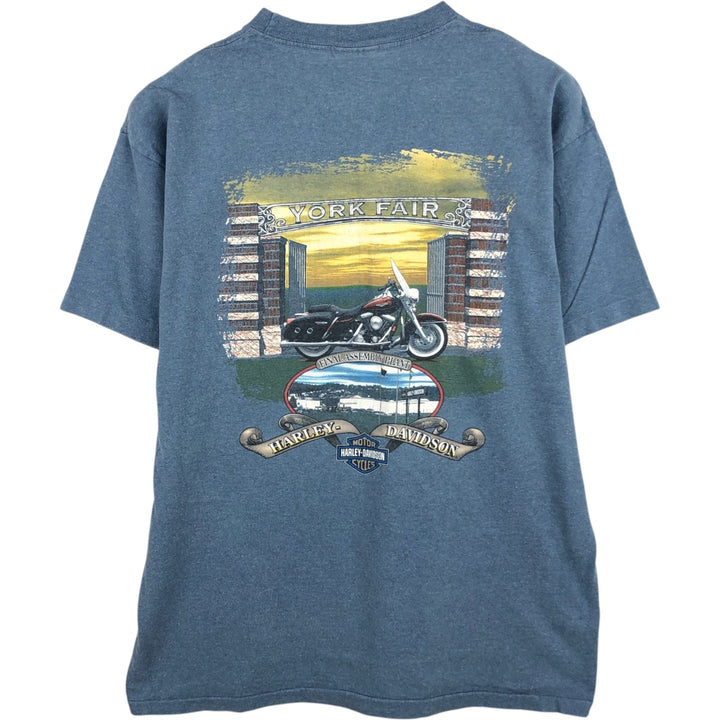Harley-Davidson Motorcycle Bike T-shirt Made in USA Men's XL cotton Blue type light blue Vintage Second Hand