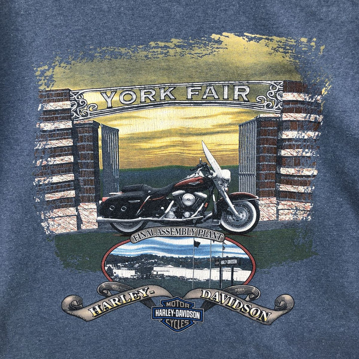 Harley-Davidson Motorcycle Bike T-shirt Made in USA Men's XL cotton Blue type light blue Vintage Second Hand