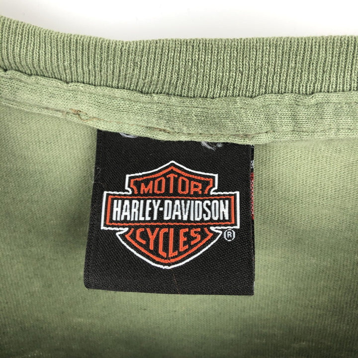 Harley-Davidson Pin-Up Girl Motorcycle Bike T-Shirt, Men's Size Small cotton green type yellow green Vintage Second Hand