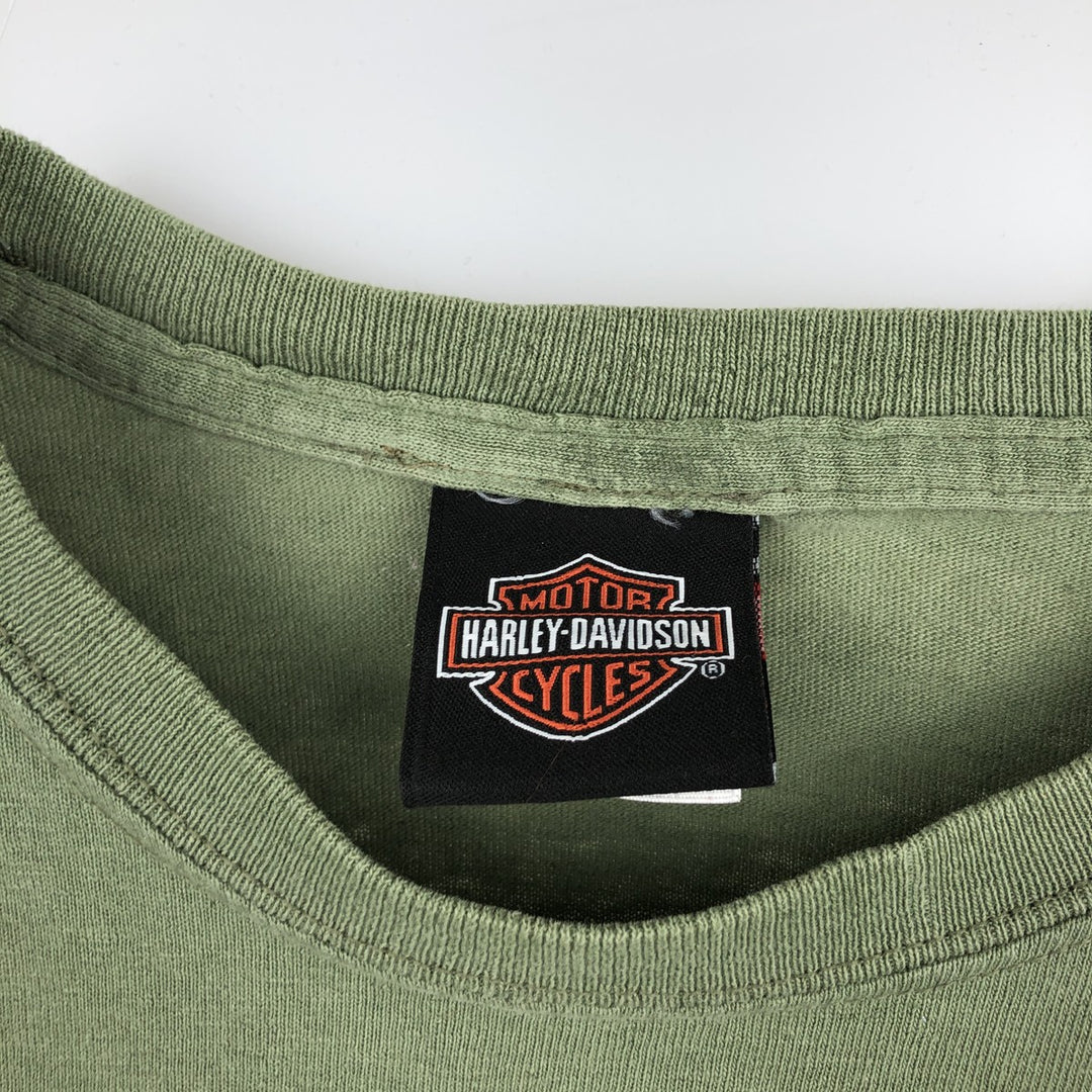 Harley-Davidson Pin-Up Girl Motorcycle Bike T-Shirt, Men's Size Small cotton green type yellow green Vintage Second Hand