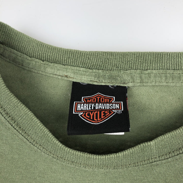 Harley-Davidson Pin-Up Girl Motorcycle Bike T-Shirt, Men's Size Small cotton green type yellow green Vintage Second Hand