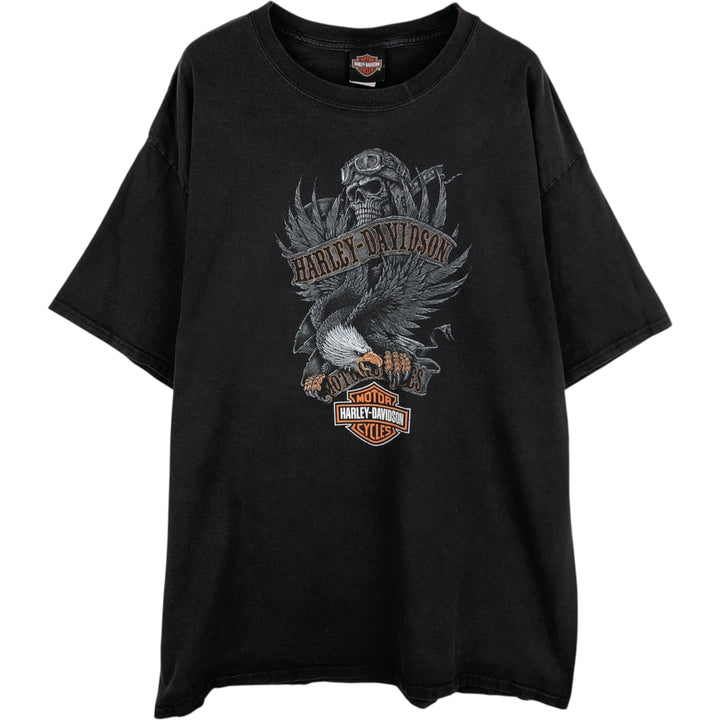 Harley-Davidson Skull Pattern Eagle Pattern Motorcycle T-Shirt Men's XXL Equivalent cotton black type Vintage Second Hand